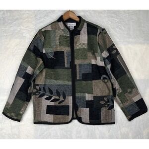 VTG Serengeti Womens Tapestry Patch Leaf Print Coat Jacket Blazer Sz M Old Money